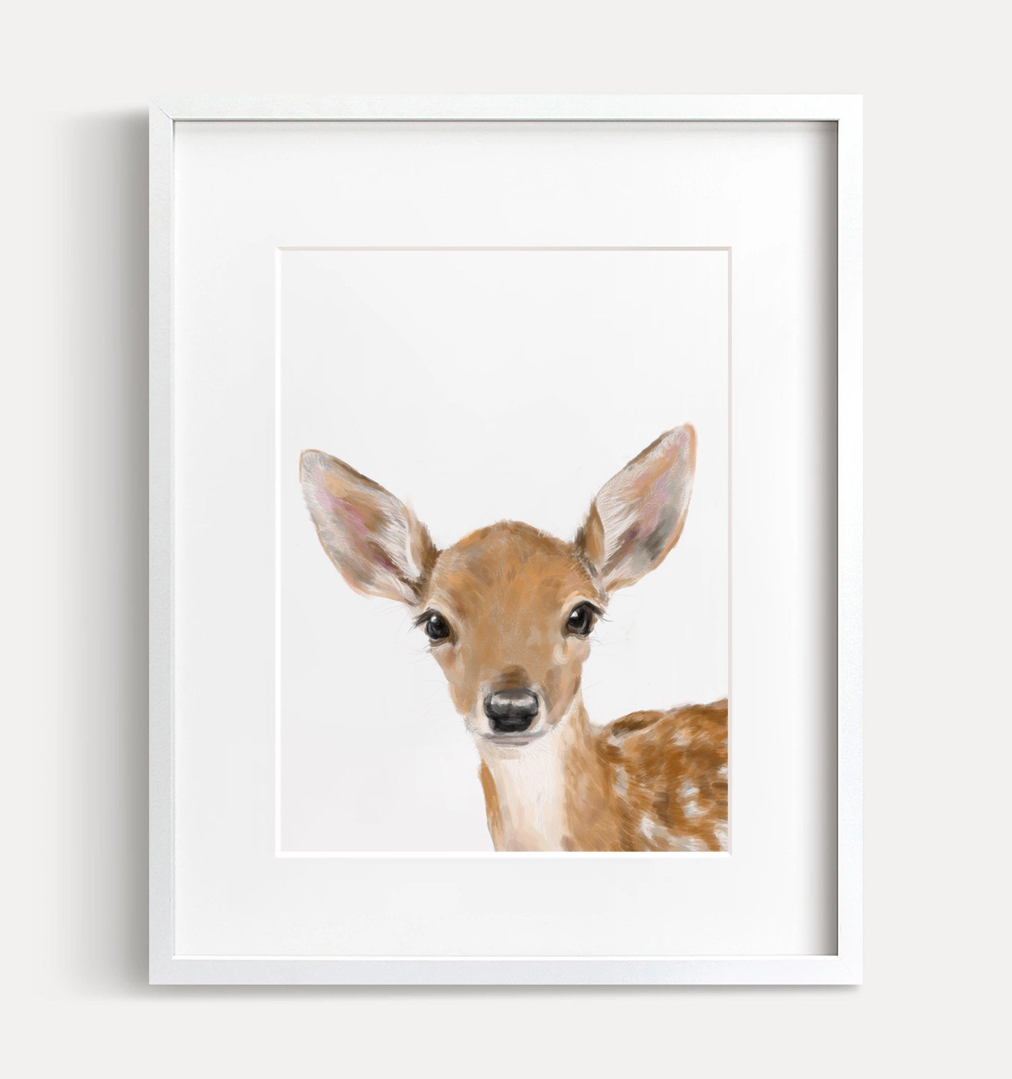 Original Watercolor painting Baby Whitetail Deer Fawn, Made to order, beautiful on sale baby shower or birthday gift, large or small custom painting