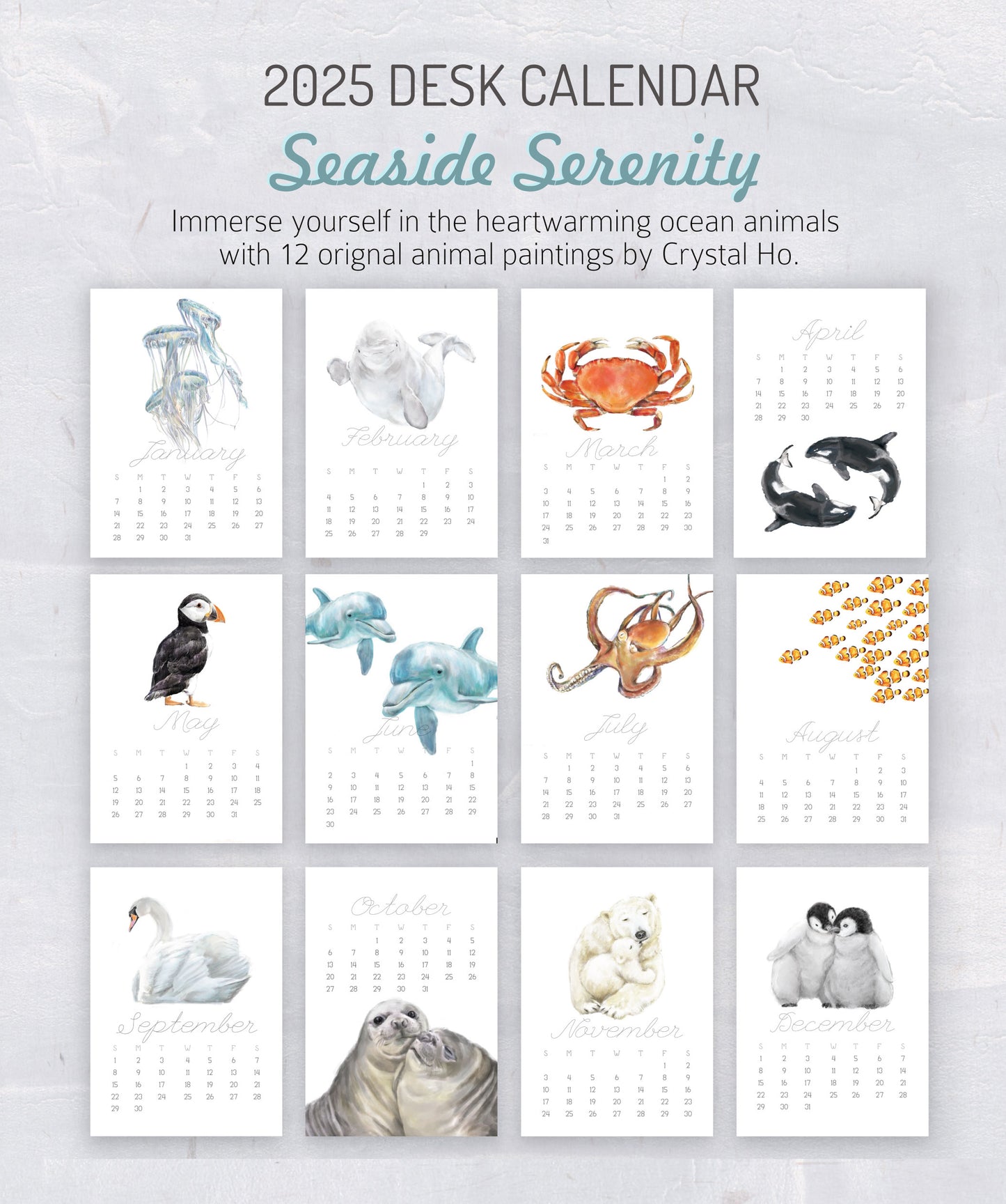 2025 Desk Calendar: Ocean Animal