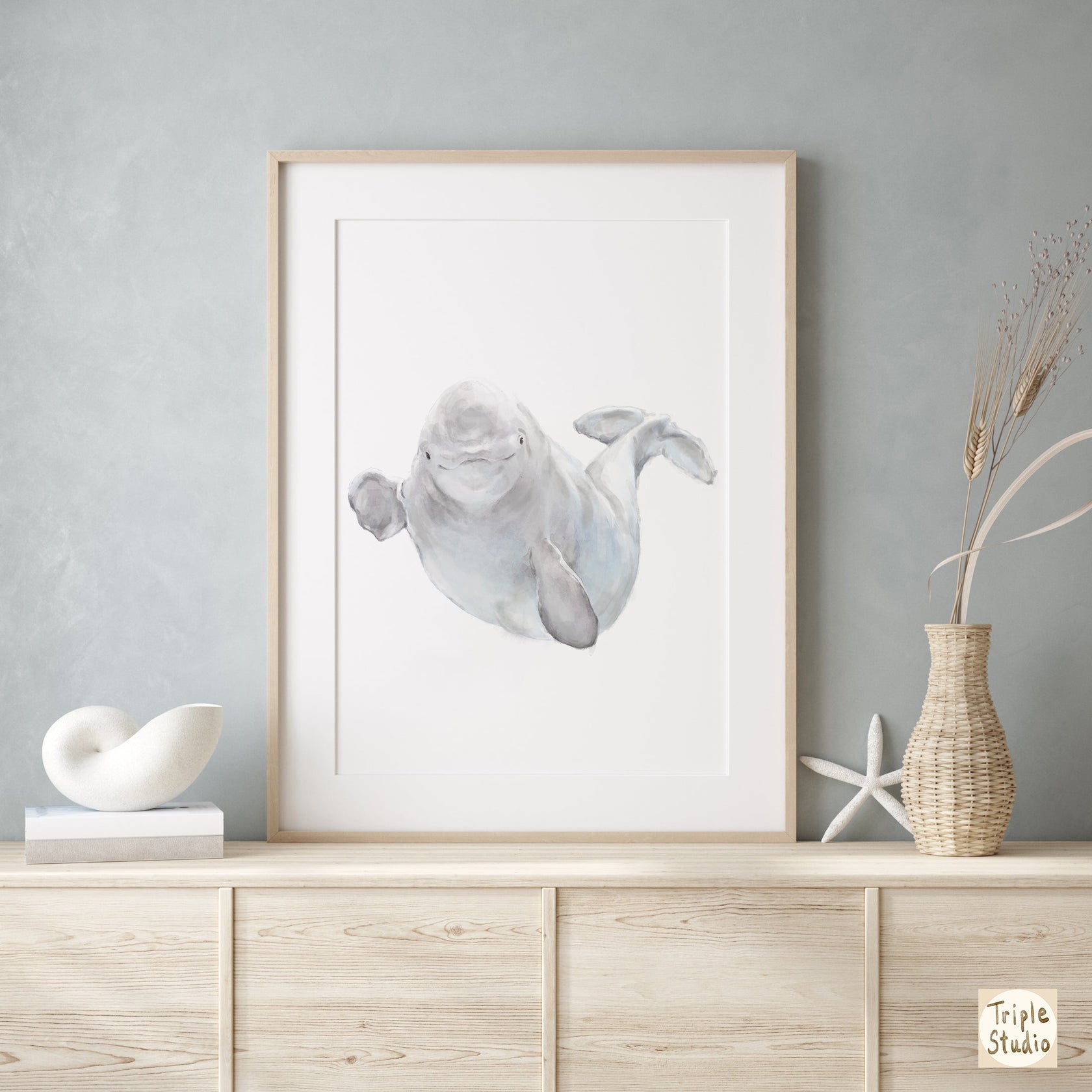 Baby Beluga Watercolor Art Print – TripleStudio