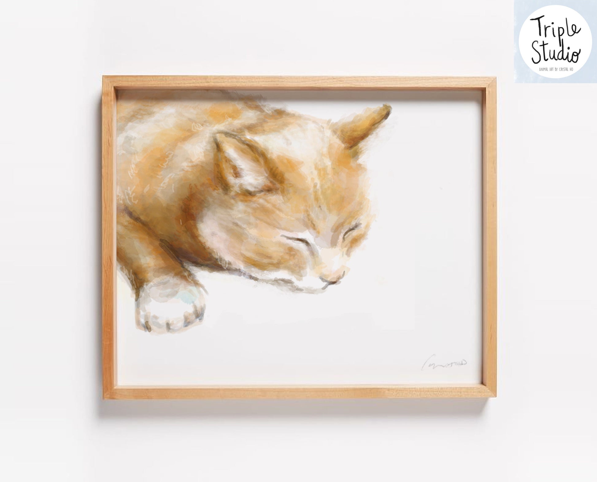 Orange Cat Art Print - Watercolor Painting - Ginger Cat, Cat Lover, Animals Wall Art, Nature Peaceful Baby Nursery