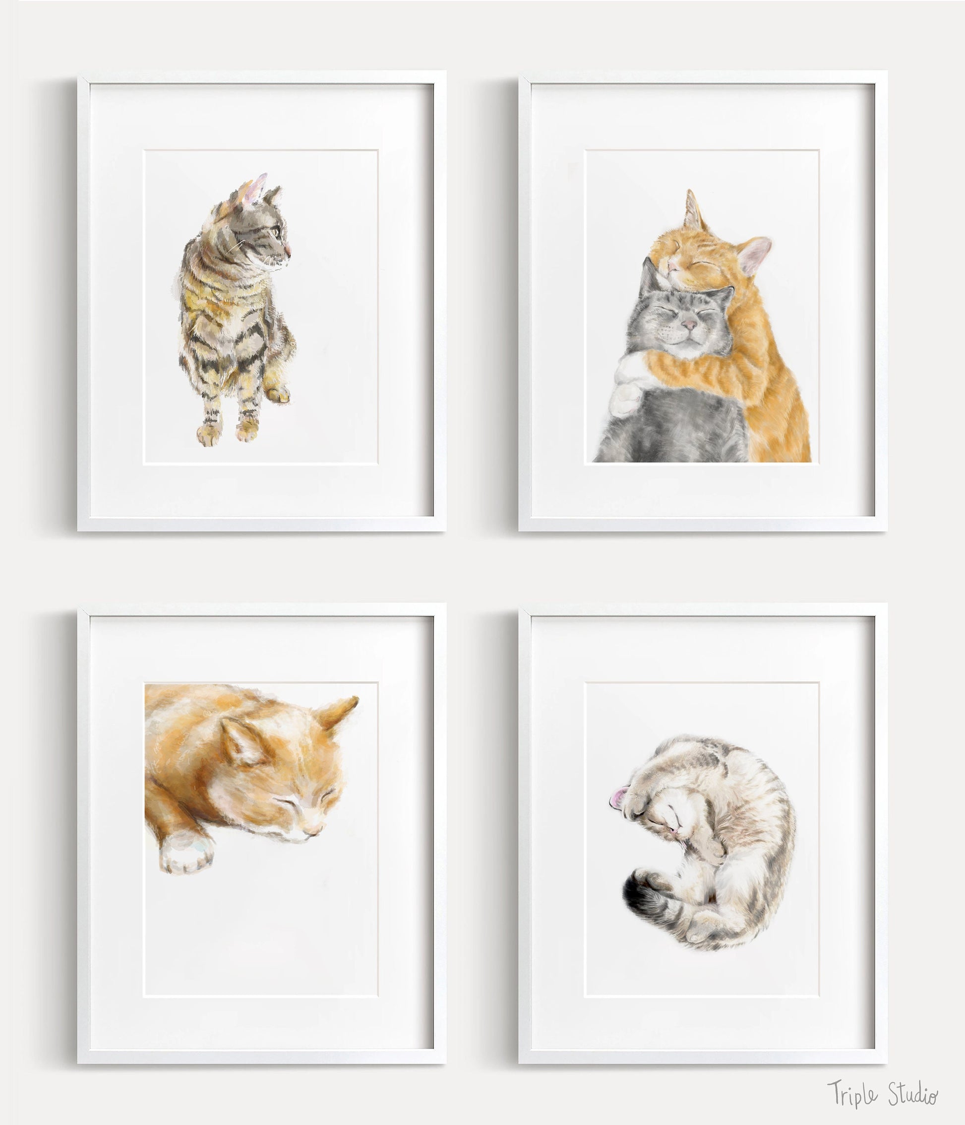 Orange Cat Art Print - Watercolor Painting - Ginger Cat, Cat Lover, Animals Wall Art, Nature Peaceful Baby Nursery