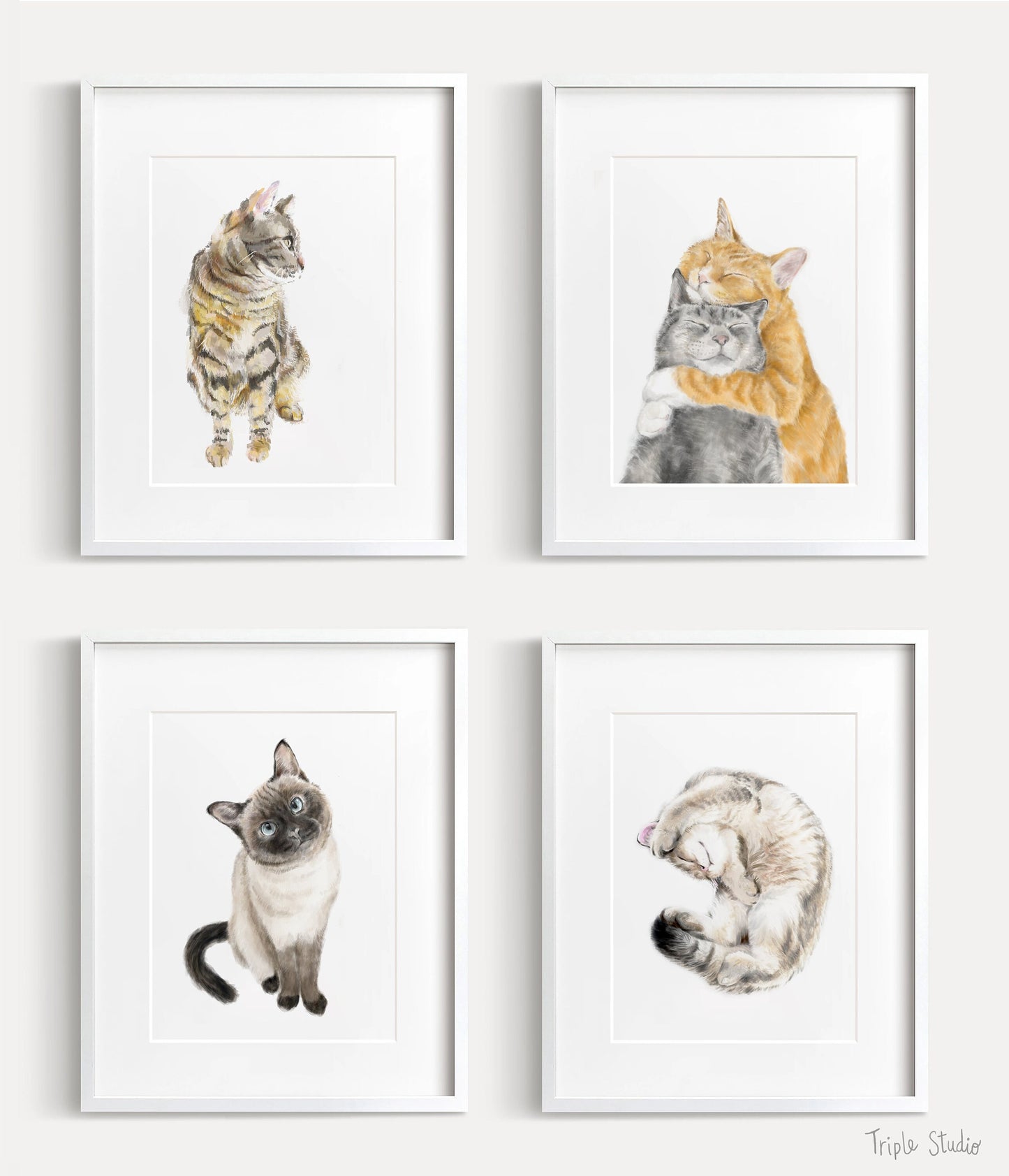 Siamese Cat Print - Watercolor Painting, Home Wall Decor, Portrait, Crazy Cat Lady, Cat Mom, Cat Lover Gift, Minimal