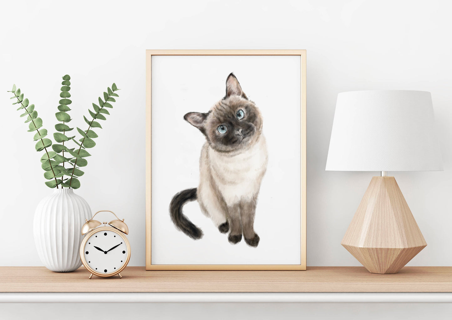 Siamese Cat Print - Watercolor Painting, Home Wall Decor, Portrait, Crazy Cat Lady, Cat Mom, Cat Lover Gift, Minimal